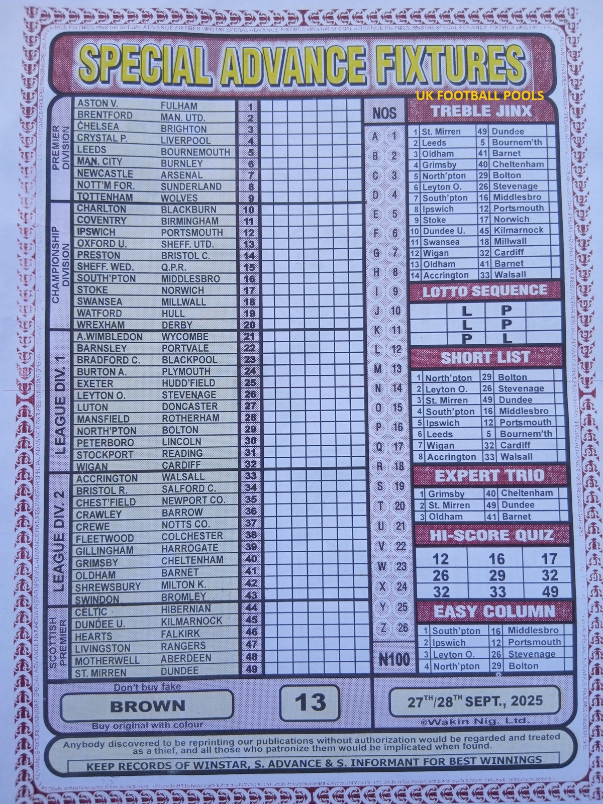 week-13-special-advance-fixtures-2025