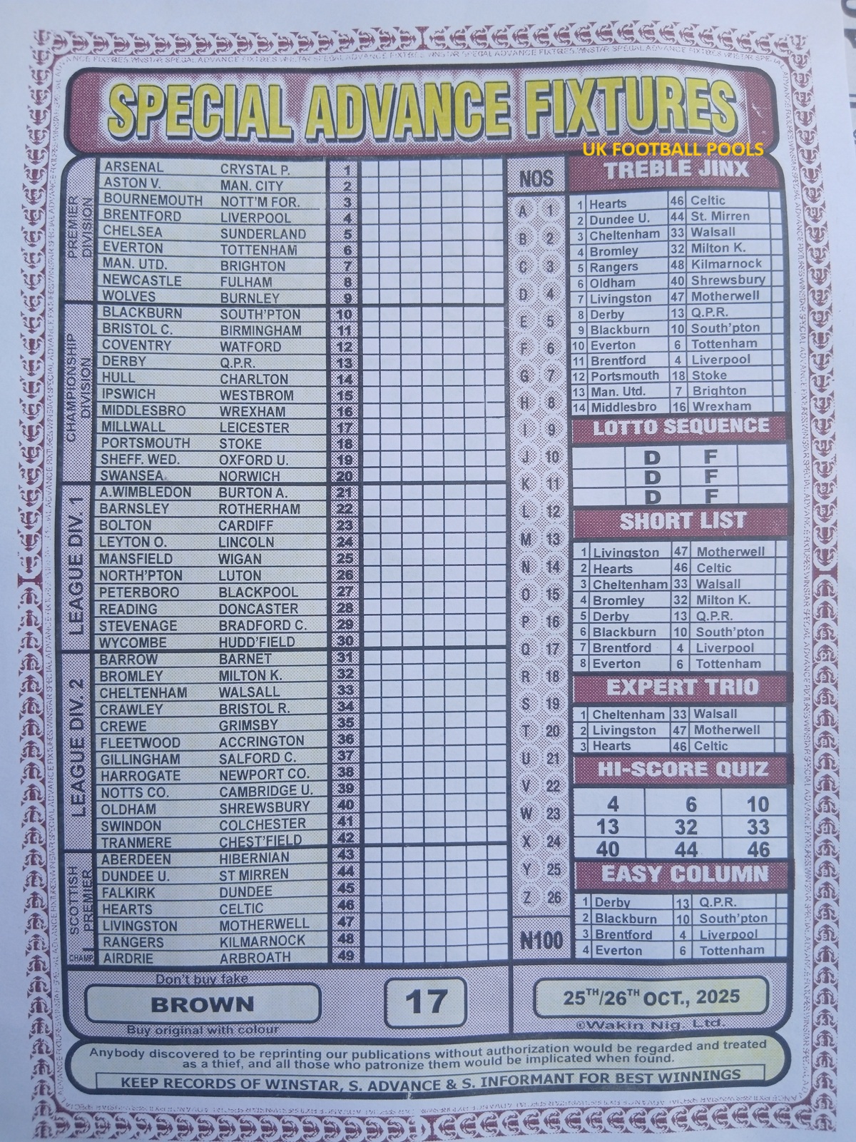week-17-special-advance-fixtures-2025
