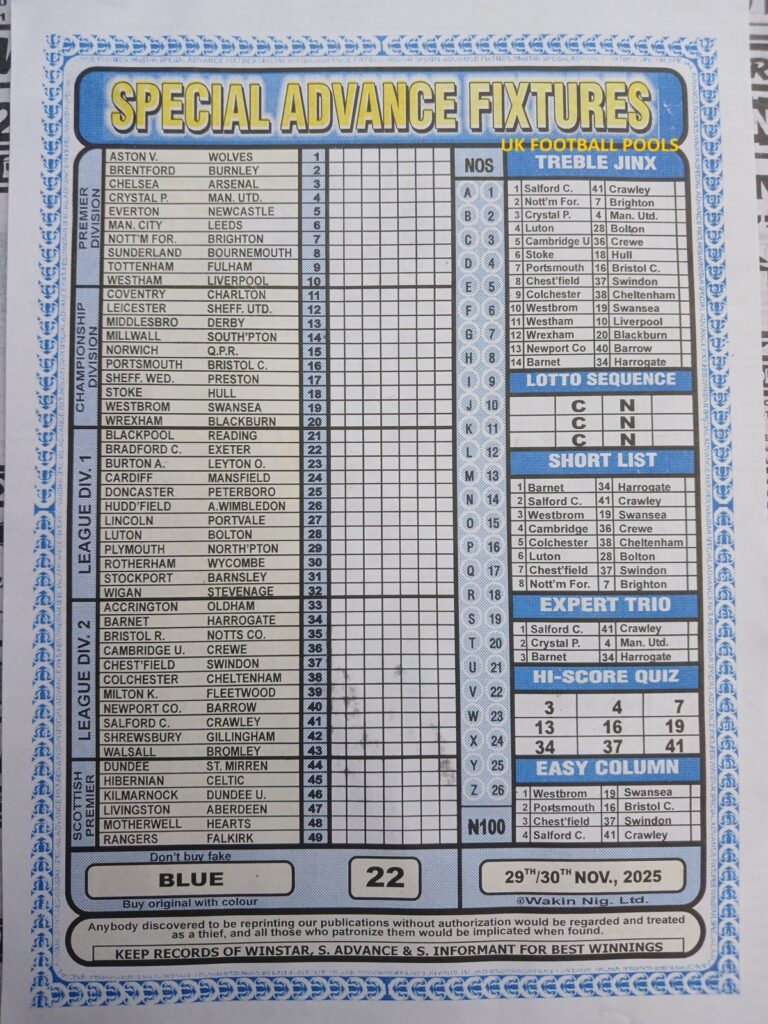 week-22-special-advance-fixtures