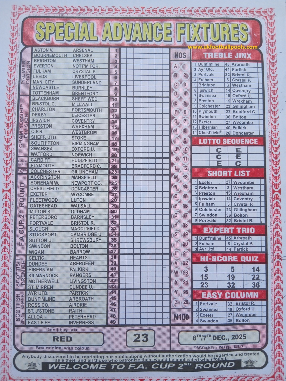 week-23-special-advance-fixtures-2025